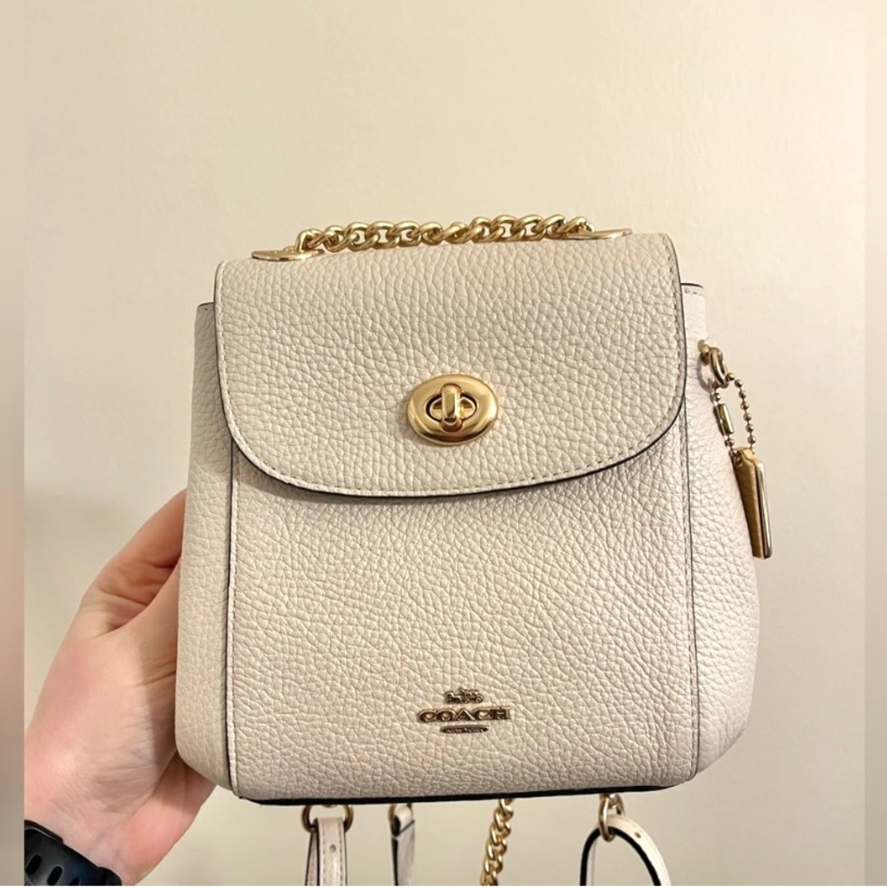 coach mini backpack white leather